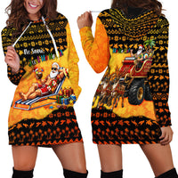 Tropical Christmas In July Santa Claus Hoodie Dress Festive Hawaiian With Beach Reindeer Sleigh