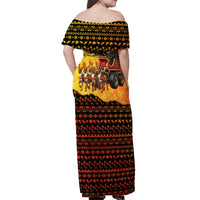 Tropical Christmas In July Santa Claus Off Shoulder Maxi Dress Festive Hawaiian With Beach Reindeer Sleigh