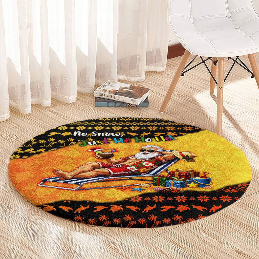 Tropical Christmas In July Santa Claus Round Carpet Festive Hawaiian With Beach Reindeer Sleigh