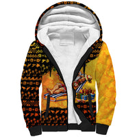 Tropical Christmas In July Santa Claus Sherpa Hoodie Festive Hawaiian With Beach Reindeer Sleigh