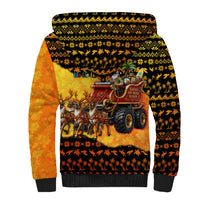 Tropical Christmas In July Santa Claus Sherpa Hoodie Festive Hawaiian With Beach Reindeer Sleigh