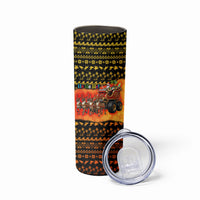 Tropical Christmas In July Santa Claus Skinny Tumbler Festive Hawaiian With Beach Reindeer Sleigh