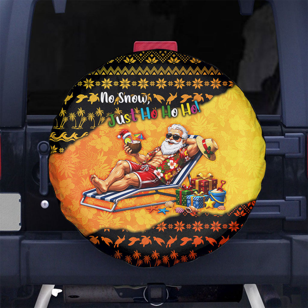 Tropical Christmas In July Santa Claus Spare Tire Cover Festive Hawaiian With Beach Reindeer Sleigh