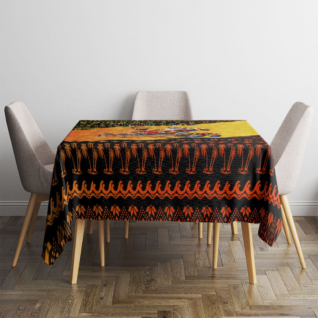 Tropical Christmas In July Santa Claus Tablecloth Festive Hawaiian With Beach Reindeer Sleigh