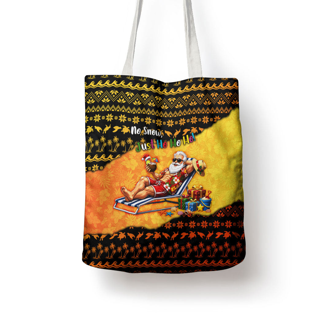 Tropical Christmas In July Santa Claus Tote Bag Festive Hawaiian With Beach Reindeer Sleigh