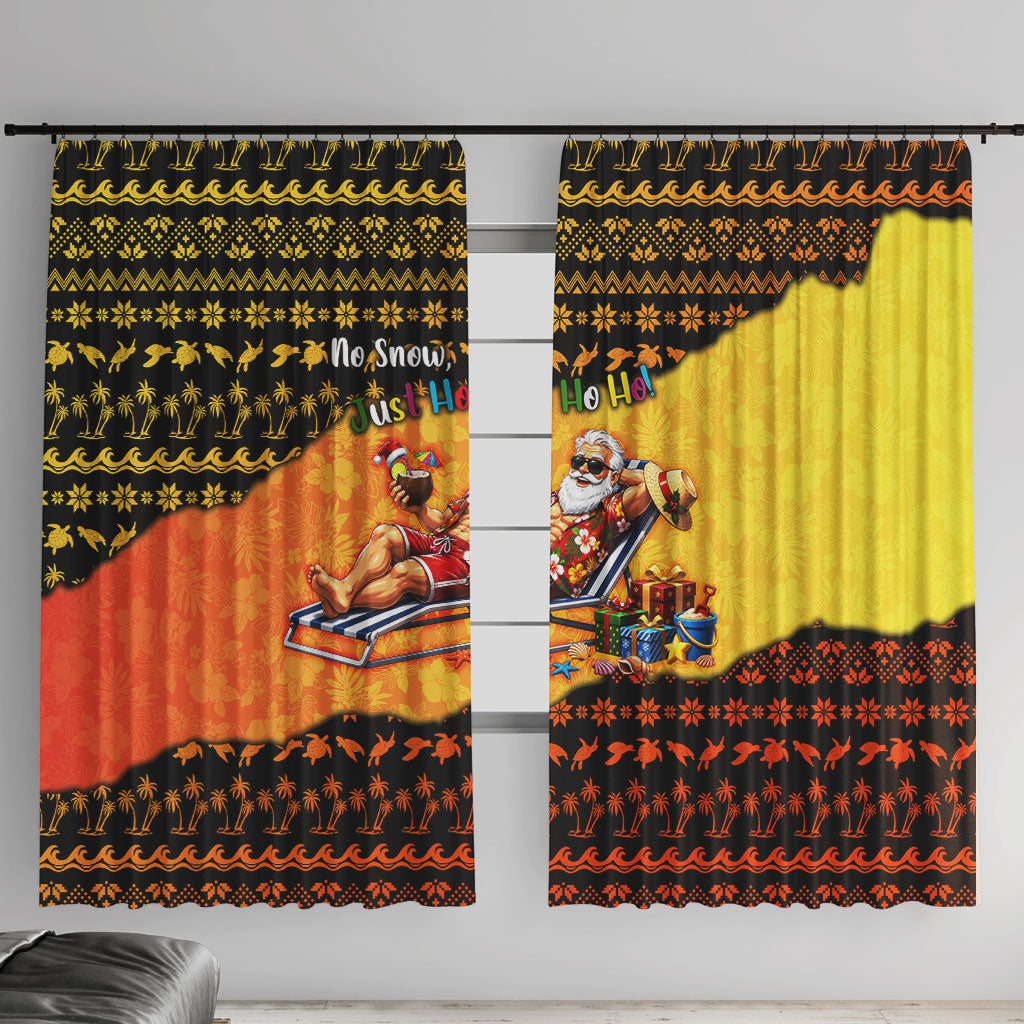 Tropical Christmas In July Santa Claus Window Curtain Festive Hawaiian With Beach Reindeer Sleigh