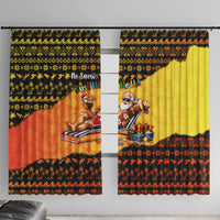 Tropical Christmas In July Santa Claus Window Curtain Festive Hawaiian With Beach Reindeer Sleigh