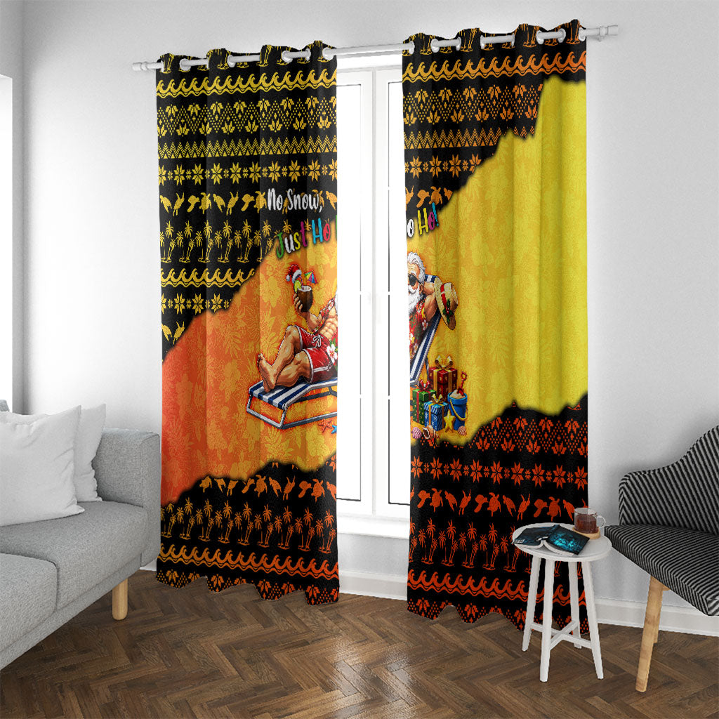 Tropical Christmas In July Santa Claus Window Curtain Festive Hawaiian With Beach Reindeer Sleigh