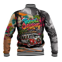 Tropical Christmas In July Candy Cane Surf Baseball Jacket Vibrant Street Art Beach Graffiti Graphic