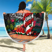 Tropical Christmas In July Candy Cane Surf Beach Blanket Vibrant Street Art Beach Graffiti Graphic