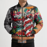Tropical Christmas In July Candy Cane Surf Bomber Puffer Jacket Vibrant Street Art Beach Graffiti Graphic