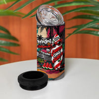 Tropical Christmas In July Candy Cane Surf 4 in 1 Can Cooler Tumbler Vibrant Street Art Beach Graffiti Graphic