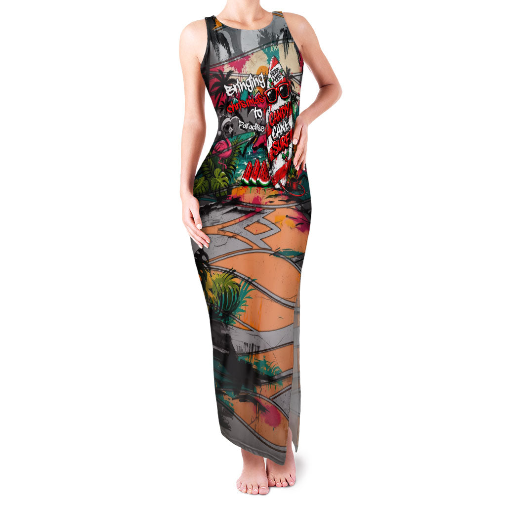 Tropical Christmas In July Candy Cane Surf Family Matching Tank Maxi Dress and Hawaiian Shirt Vibrant Street Art Beach Graffiti Graphic