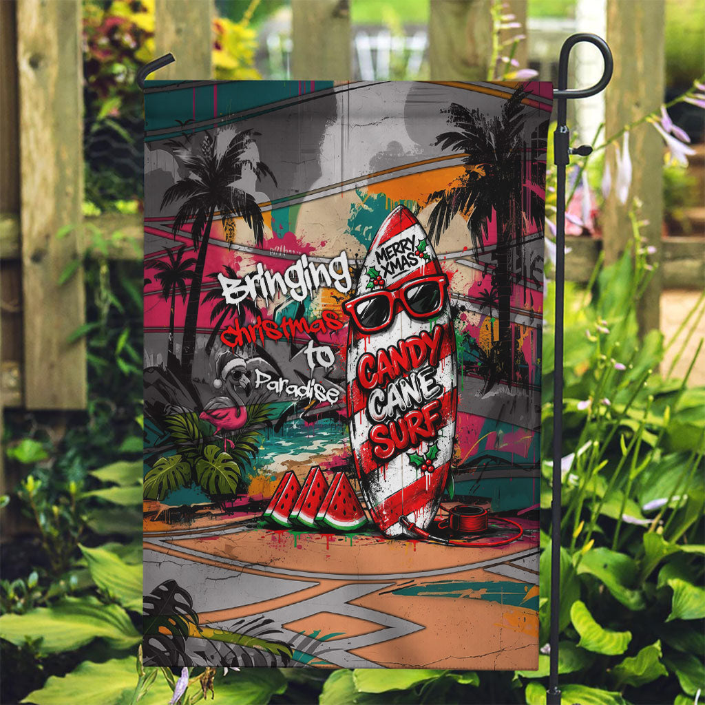 Tropical Christmas In July Candy Cane Surf Garden Flag Vibrant Street Art Beach Graffiti Graphic
