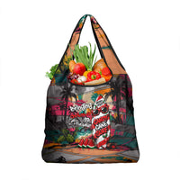 Tropical Christmas In July Candy Cane Surf Grocery Bag Vibrant Street Art Beach Graffiti Graphic