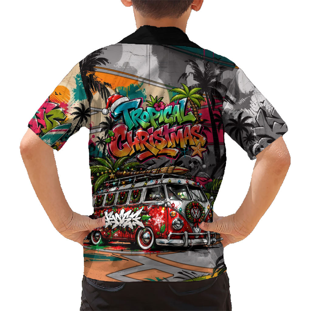 Tropical Christmas In July Candy Cane Surf Hawaiian Shirt Vibrant Street Art Beach Graffiti Graphic
