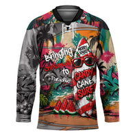 Tropical Christmas In July Candy Cane Surf Hockey Jersey Vibrant Street Art Beach Graffiti Graphic