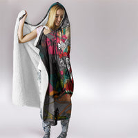 Tropical Christmas In July Candy Cane Surf Hooded Blanket Vibrant Street Art Beach Graffiti Graphic