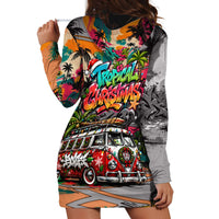 Tropical Christmas In July Candy Cane Surf Hoodie Dress Vibrant Street Art Beach Graffiti Graphic