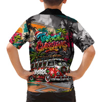 Tropical Christmas In July Candy Cane Surf Kid Hawaiian Shirt Vibrant Street Art Beach Graffiti Graphic