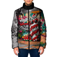 Tropical Christmas In July Candy Cane Surf Padded Jacket Vibrant Street Art Beach Graffiti Graphic