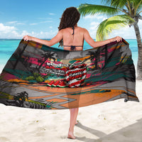 Tropical Christmas In July Candy Cane Surf Sarong Vibrant Street Art Beach Graffiti Graphic