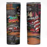 Tropical Christmas In July Candy Cane Surf Skinny Tumbler Vibrant Street Art Beach Graffiti Graphic