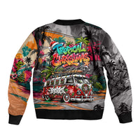 Tropical Christmas In July Candy Cane Surf Sleeve Zip Bomber Jacket Vibrant Street Art Beach Graffiti Graphic