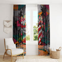 Tropical Christmas In July Candy Cane Surf Window Curtain Vibrant Street Art Beach Graffiti Graphic
