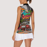 Tropical Christmas In July Candy Cane Surf Women Sleeveless Polo Shirt Vibrant Street Art Beach Graffiti Graphic