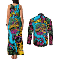Pineapple Skull Couples Matching Tank Maxi Dress and Long Sleeve Button Shirts Sumer Time TS04 Multicolor - Polynesian Pride