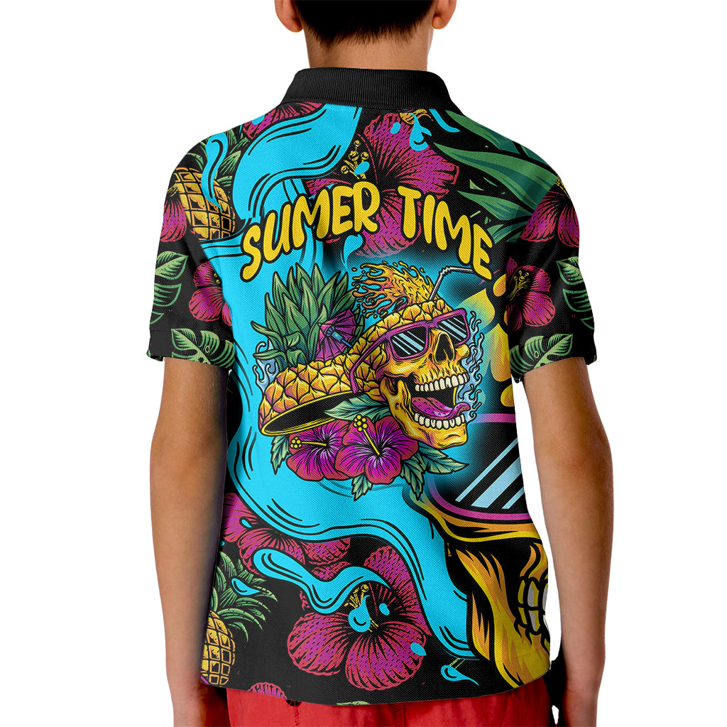 Pineapple Skull Kid Polo Shirt Sumer Time TS04 Kid Multicolor - Polynesian Pride