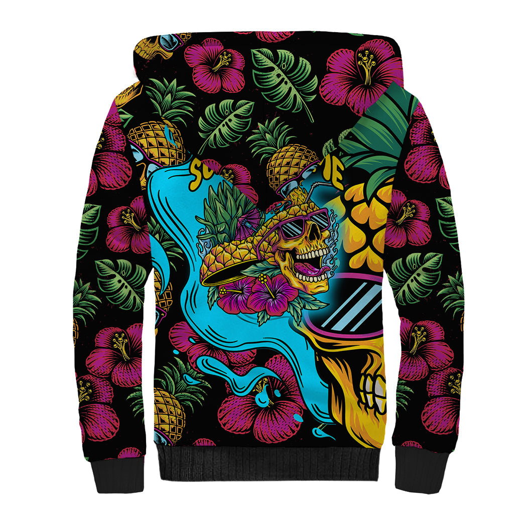Pineapple Skull Sherpa Hoodie Sumer Time TS04 Unisex Multicolor - Polynesian Pride