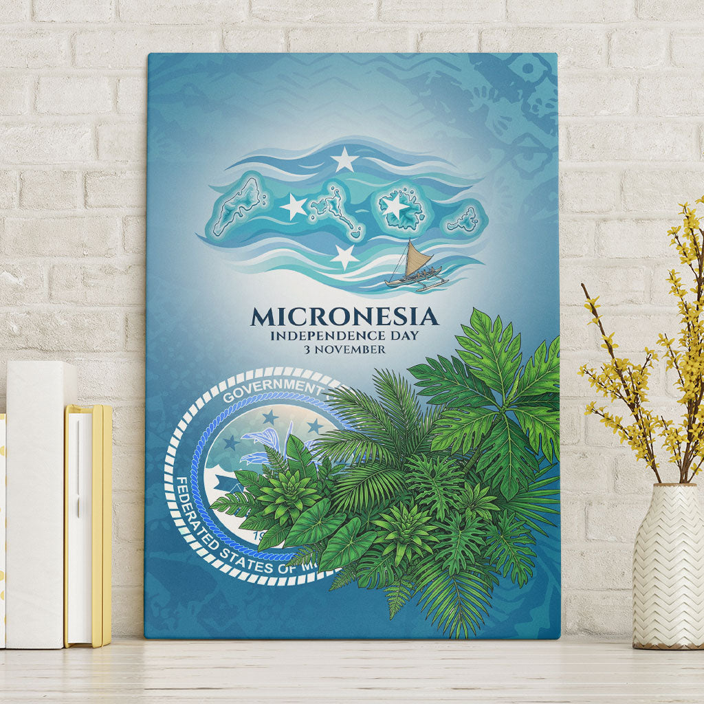 Micronesia Independence Day Canvas Wall Art FSM Patriotic Pacific Island Nan Madol Ruins Seabird Tropical TS04 Without Frame Blue Green - Polynesian Pride