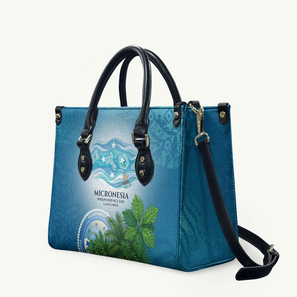Micronesia Independence Day Leather Bag FSM Patriotic Pacific Island Nan Madol Ruins Seabird Tropical TS04 Blue Green - Polynesian Pride