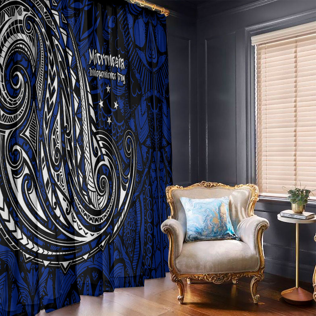 Micronesia Independence Day FSM Window Curtain Tribal Tattoo Pattern Flag Seal Heritage TS04 - Polynesian Pride