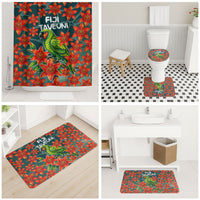Fiji Taveuni Parrot Bathroom Set Tropical Waterfall Landscape With Floral Tribal Pattern TS04 - Polynesian Pride