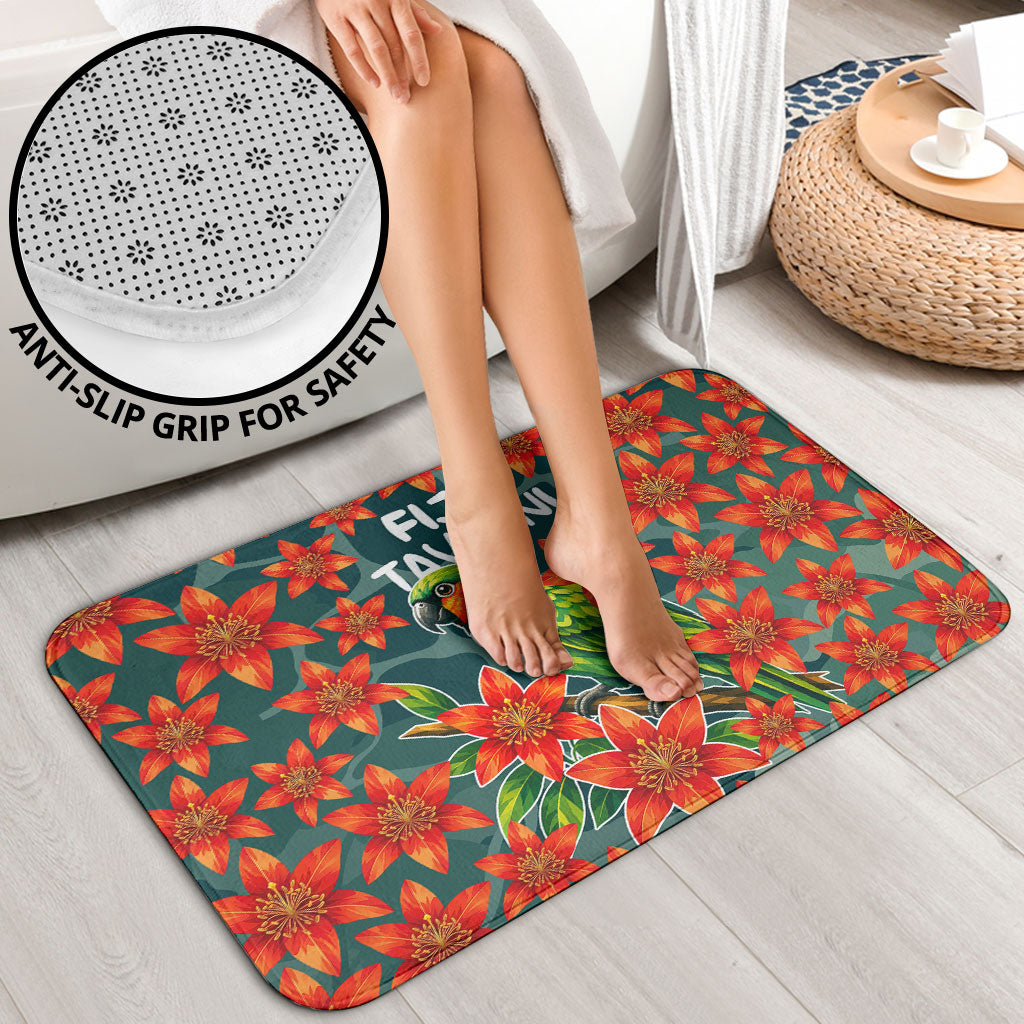 Fiji Taveuni Parrot Bathroom Set Tropical Waterfall Landscape With Floral Tribal Pattern TS04 - Polynesian Pride