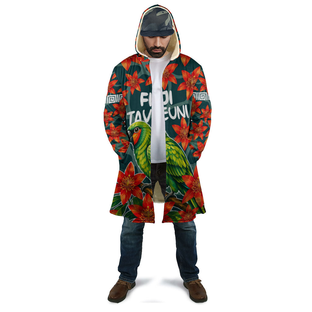 Fiji Taveuni Parrot Cloak Tropical Waterfall Landscape With Floral Tribal Pattern TS04 - Polynesian Pride