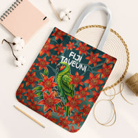 Fiji Taveuni Parrot Tote Bag Tropical Waterfall Landscape With Floral Tribal Pattern TS04 White Strap One Size Green Orange - Polynesian Pride