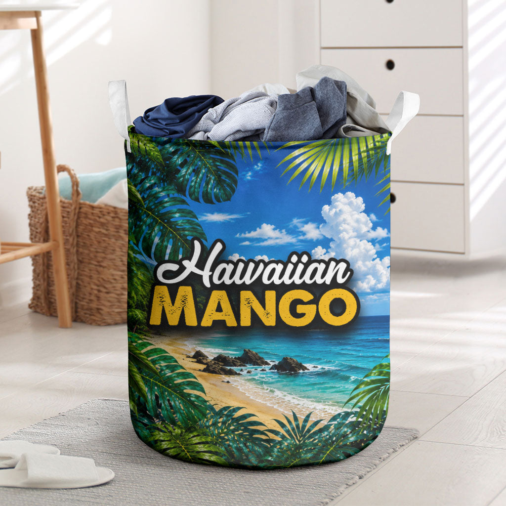 Hawaiian Mango Tropical Beach Laundry Basket Scenic Island Nature Exotic Fruit Graphic TS04 Blue Green - Polynesian Pride