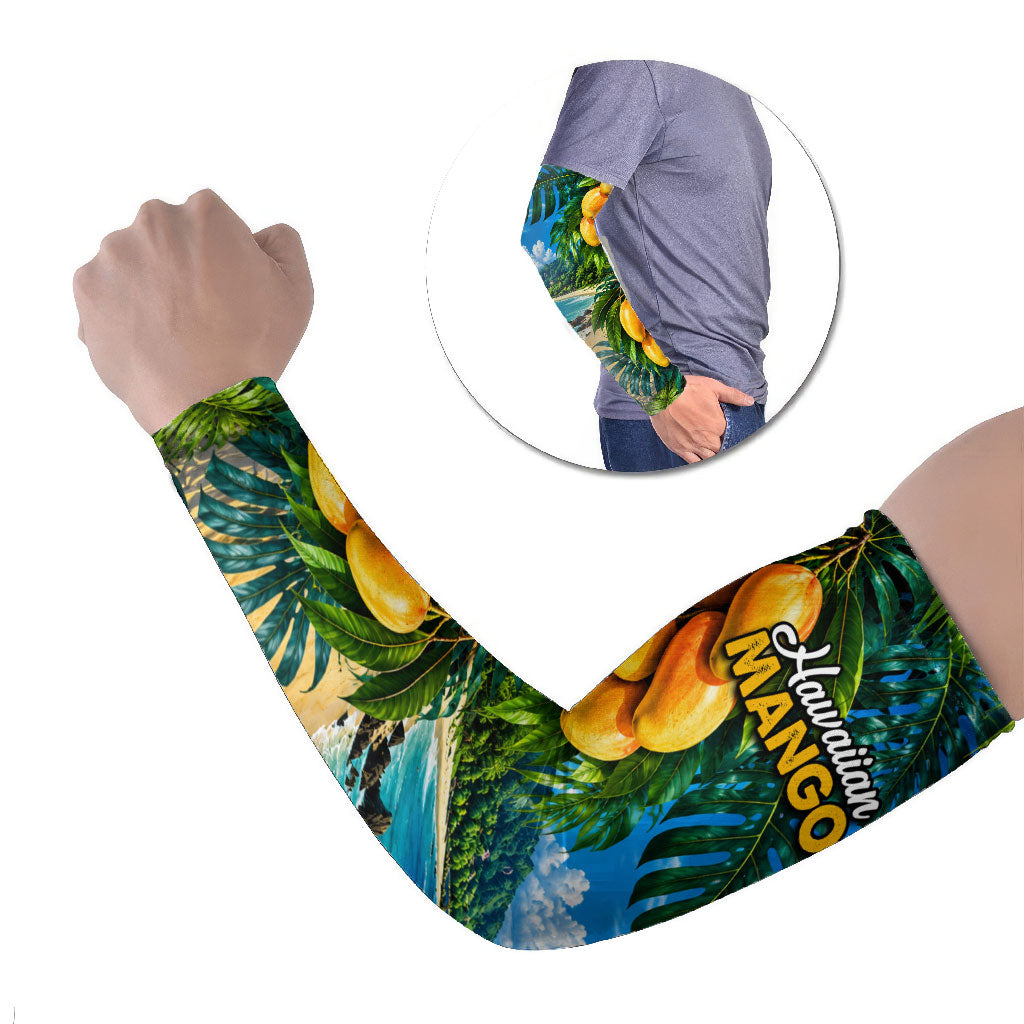 Hawaiian Mango Tropical Beach Arm Sleeves Scenic Island Nature Exotic Fruit Graphic TS04 Set of 2 Blue Green - Polynesian Pride