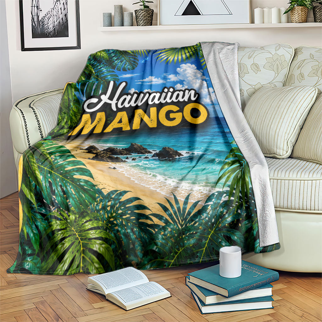 Hawaiian Mango Tropical Beach Blanket Scenic Island Nature Exotic Fruit Graphic TS04 Blue Green - Polynesian Pride