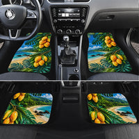 Hawaiian Mango Tropical Beach Car Mats Scenic Island Nature Exotic Fruit Graphic TS04 Set 4pcs Blue Green - Polynesian Pride
