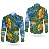 Hawaiian Mango Tropical Beach Couples Matching Summer Maxi Dress and Long Sleeve Button Shirt Scenic Island Nature Exotic Fruit Graphic TS04 - Polynesian Pride