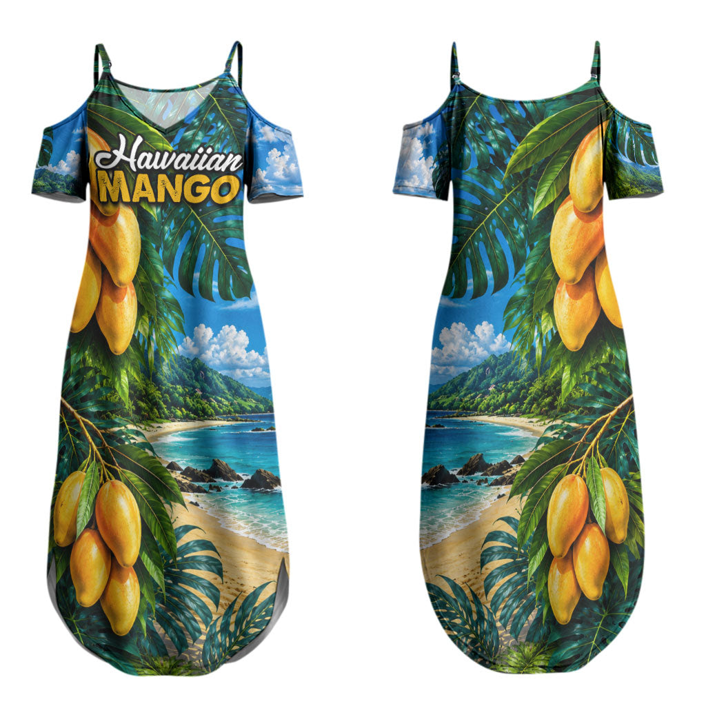 Hawaiian Mango Tropical Beach Couples Matching Summer Maxi Dress and Long Sleeve Button Shirt Scenic Island Nature Exotic Fruit Graphic TS04 - Polynesian Pride