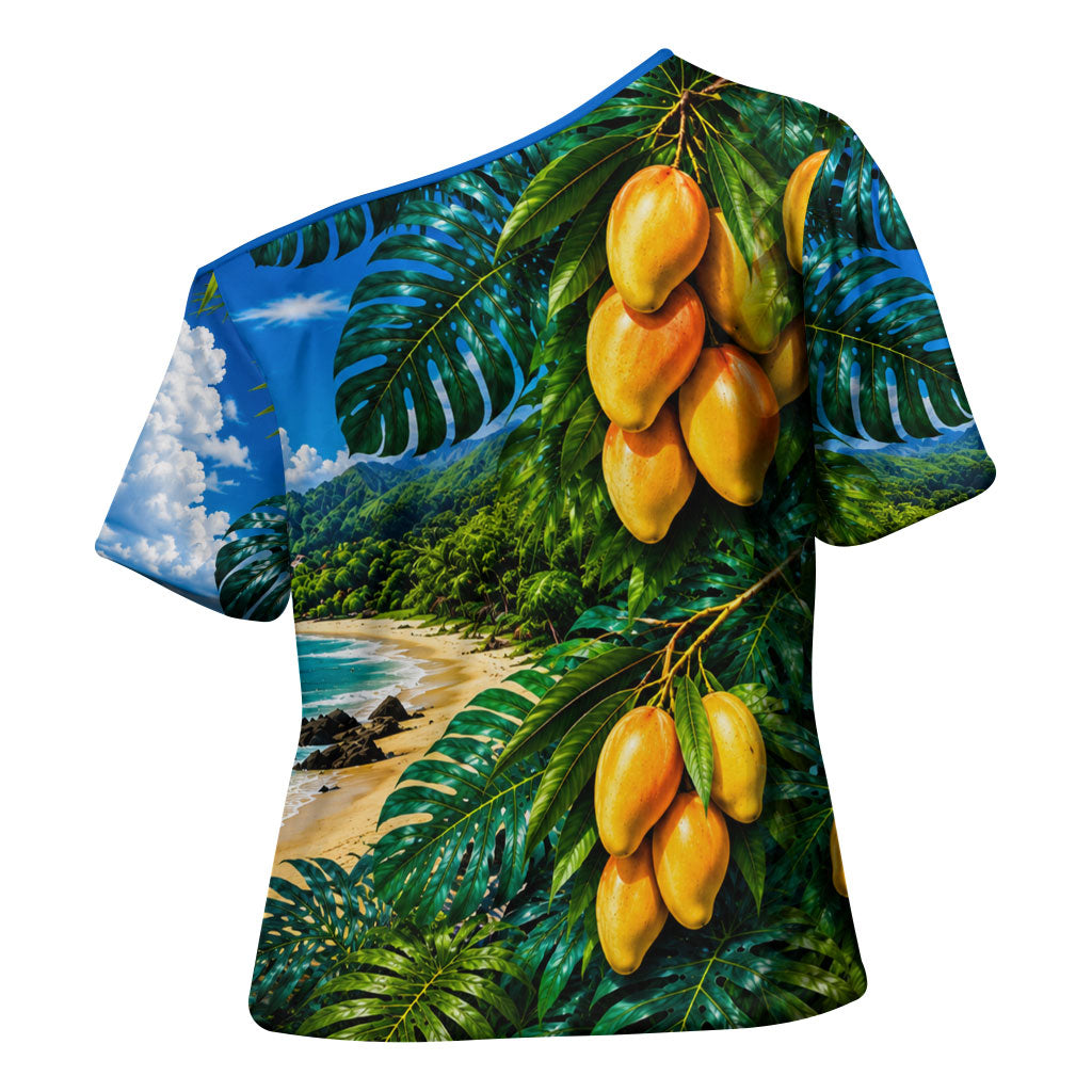 Hawaiian Mango Tropical Beach Cross Shoulder Shirt Scenic Island Nature Exotic Fruit Graphic TS04 - Polynesian Pride