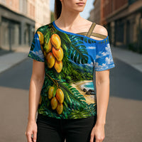 Hawaiian Mango Tropical Beach Cross Shoulder Shirt Scenic Island Nature Exotic Fruit Graphic TS04 - Polynesian Pride