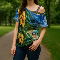 Hawaiian Mango Tropical Beach Cross Shoulder Shirt Scenic Island Nature Exotic Fruit Graphic TS04 - Polynesian Pride