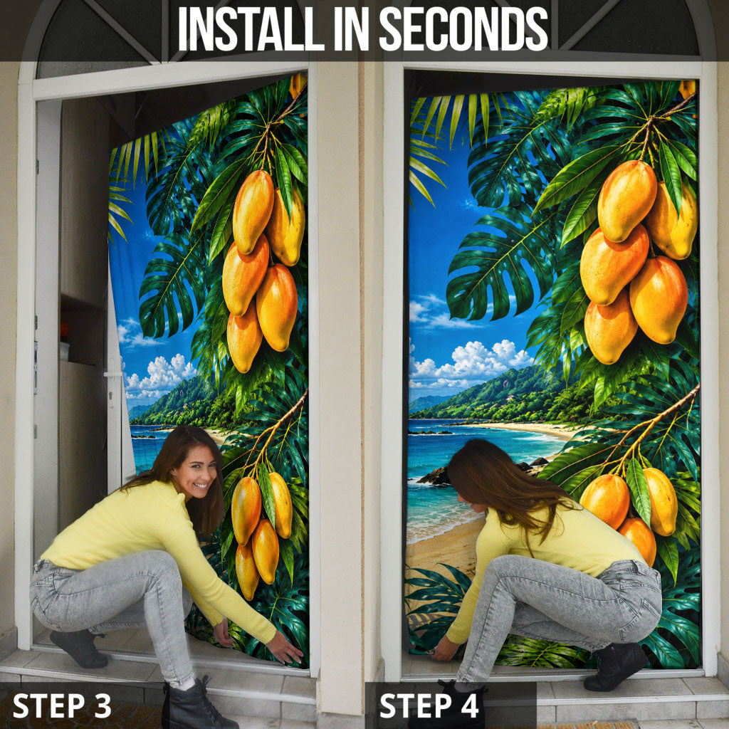 Hawaiian Mango Tropical Beach Door Cover Scenic Island Nature Exotic Fruit Graphic TS04 - Polynesian Pride